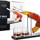 Gifts for Men Dad, Guns Whiskey Decanter Set for Men - Gun Decanter, Detachable Magazine & 2 Full Size Whiskey Glasses, Liquor Dispenser for Bar, Cool Anniversary Birthday Military Present Ideas Gift