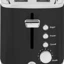 GE 2 Slice Black Stainless Steel Toaster, Extra Wide Slots for Toasting Bagels, Breads, Waffles & More, 7 Adjustable Shade Settings, Removable Crumb Tray, Countertop Kitchen Essentials, 850 Watts