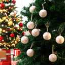 24 Pack Velvet Christmas Ball Ornaments 60mm/ 2.36'' Bow Christmas Tree Decorations Xmas Ornaments for Tree Home Coquette Room Birthday Party Front Door Wedding Holiday Decor (Pink)