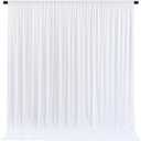 White Backdrop Curtains 10 Panels, 10 Feet Wrinkle-Free Polyester Photography Backdrop Drapes for Wedding Baby Shower Party Background Backdrop Stand- 10FTX40FT