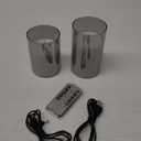 Amagic Glass Flameless Candles, Battery Operated Candles, LED Pillar Candles with Remote Control and Timer, Electric Fake Candles, Wax, Grey Glass, D3 H4 5" 6", Set of 2
