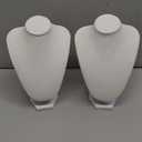 Hedume 2 Pack Necklace Display Stand, White Leather Necklace Chain Jewelry Display Holder, Necklace Mannequin Necklace Bust Jewelry Bust Stand (H: 8.4")