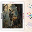 Wildlife Paint by Numbers Kit for Adults - DIY Lone Wolf in Forest Painting on Rolled Canvas 16x20 Inches, Acrylic Paint Set, Suitable for Beginners, Art for Home Decoration or Gifts
