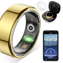 COLMI R02 Smart Ring, Smart Ring for Women and Men, No Subscription Fee, with a Charging Case, Supports Heart Rate, Blood Oxygen, Sleep Health Monitoring. (Gold, Size 8)