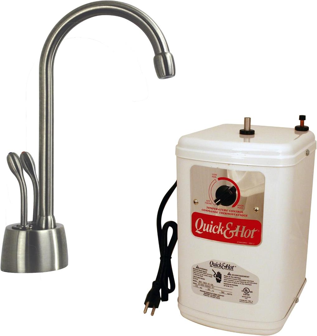 Westbrass A272HFP-20 Develosah 2-Handle Hot and Cold Water Dispenser with Instant Heating Tank, Stainless Steel