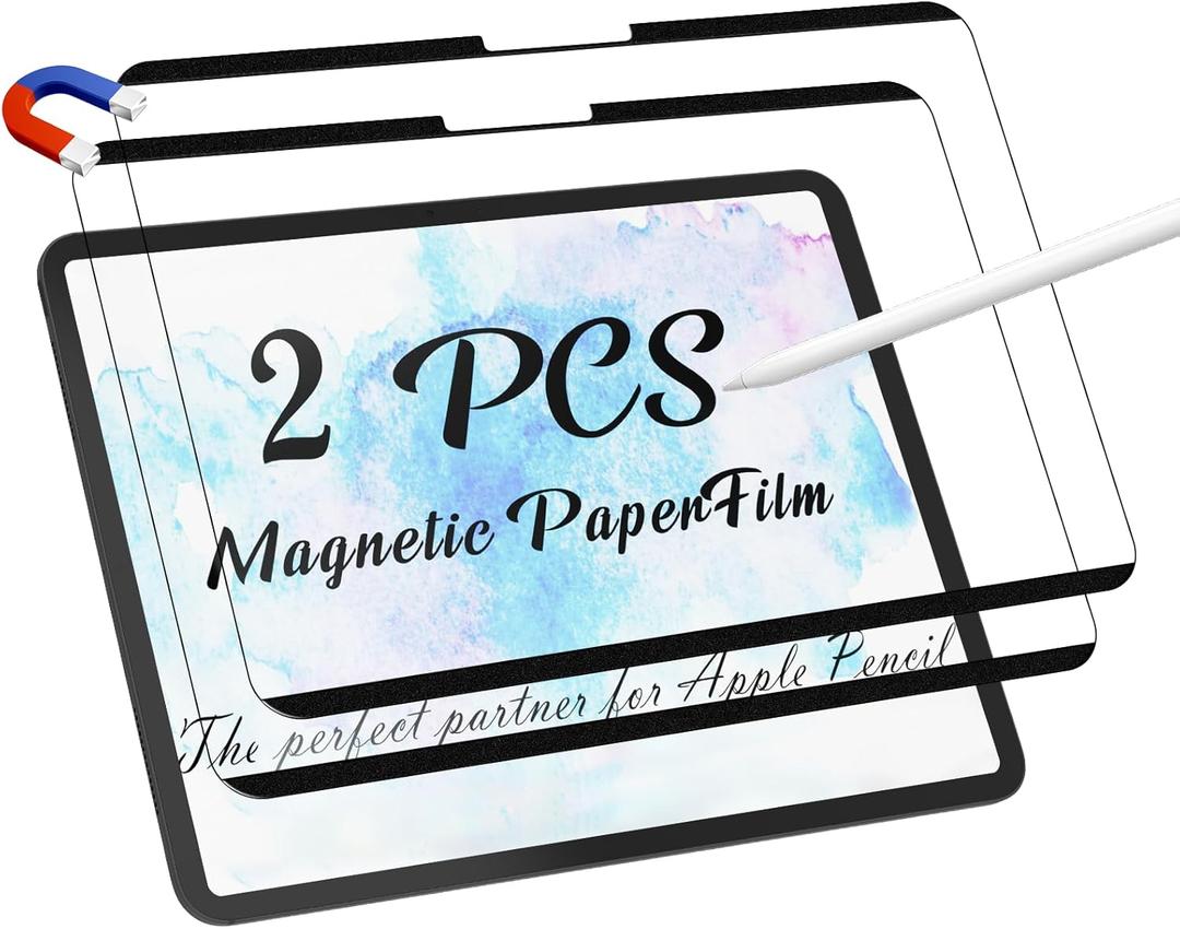 2 Pack Magnetic Paper film for iPad Pro 11 Inch M4/M5 [2024/2025 5th/6th Gen], Feel Like Writing Drawing On Paper, Matte Removable Anti Glare Fingerprint Screen Protector Blue Light Filter