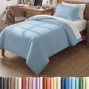 Duvet Cover Twin/Twin XL Size Set - Extra Soft Twin/Twin XL Duvet Cover 68" x 90" with 1 Pillow Sham - Hotel Luxury, Easy Care, Fade Free w/ Zipper Closures & Ties - Comfy & Breathable (Light Blue)
