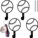4 Pcs Baseball Metal Key Hooks for Wall Decorative Key Holder 4.7 x 7.1 Inches Coat Rack Wall Mounted Black Art Decor for Gift Coats Hats Towels Bags Hanging
