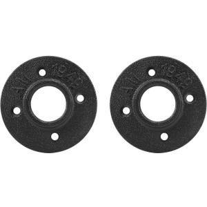 NearMoon Industrial Pipe Floor Flange, Heavy Duty Malleable Iron Pipe Fittings, Black Wall Mounted Vintage DIY Threaded Flange(2 Pack, 1 Inch)