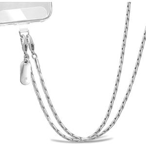 Crossbody Phone Strap Detachable Phone Chain Strap Crossbody Phone Lanyard Chain for Women Silver (Large)