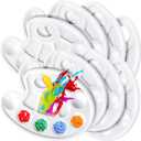 FANDAMEI Oval Paint Tray Palettes, 8 PCS Plastic White Paint Tray Palettes, Paint Palettes Paint Pallets with Thumb Hole for Adults & Kids, for Painting or DIY Craft Class, 9 x 6.7 Inch