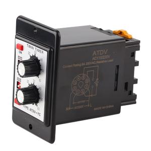 Twin Timer Relay, On Off Knob Control Time Switch 6S-60M, Short Period Repeat Cycle Intermittent Timer Interval Timer (AC 110/220V)
