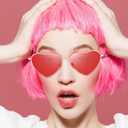 Frienda 6 Pairs Heart Shaped Sunglasses Vintage Heart Frame Multicolor Metal Retro Glasses Women Sunglasses