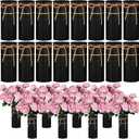 Mimorou 16 Pcs 7.48 Inch Thanksgiving Vases for Centerpieces Mason Jars with Twine Bow Galvanized Metal Flower Vase Rustic Vintage Farmhouse Tin Bucket for Wedding Home Table (Black)