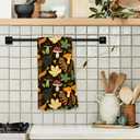 Giosve Fall Mushroom Kitchen Towels, Cottagecore Mushroom Autumn Maple Leaf Decorative Hand Towels for Bathroom, Autumn Dish Tea Towel for Kitchen Decor, Cottagecore Bathroom Decor, 16x24 Inch