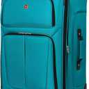 SWISSGEAR Sion Softside Expandable Spinner Luggage Durable Lightweight Travel Suitcase, Teal, Checked-Large 29-Inch