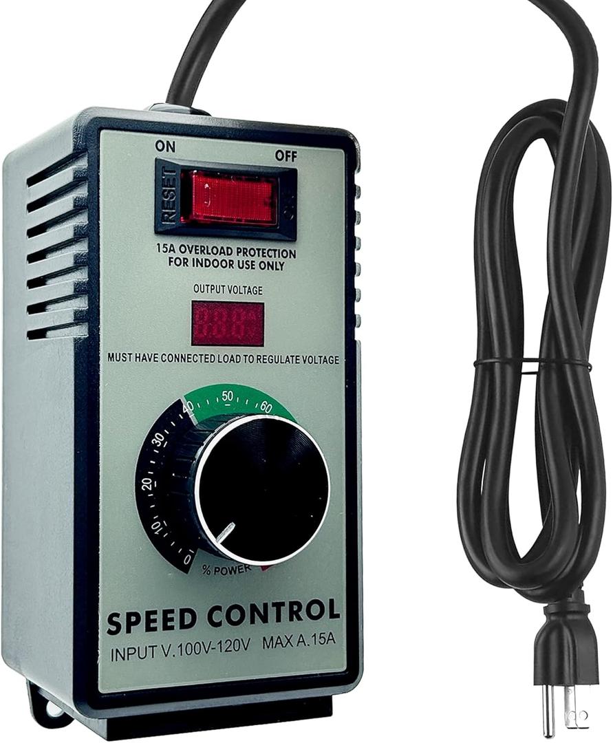 AC Motor Speed Controller 100V-120V 15A Variable Fan Speed Controller,AC Electronic Voltage Stabilizer,Overload Protection,Electronic Voltage Regulator,LED Display for Precise Control