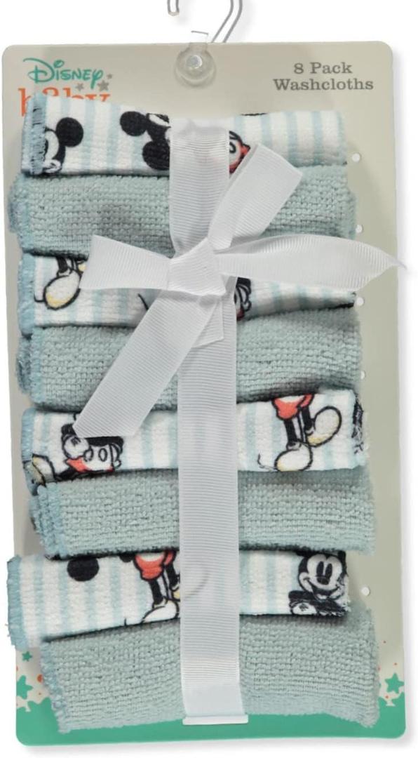 Disney Baby Big Boys' 8-Pack Mickey Mouse Washcloths Set - White/Multi, One Size