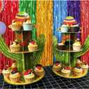 2 Pack Mexican Fiesta Cupcake Stand Party Decorations, Cactus 3 Tier Cardboard Cup Cake Tower Stand Display Dessert Holder Cinco De Mayo Taco Tuesday Baby Shower Birthday Party Decor Supplies Favors