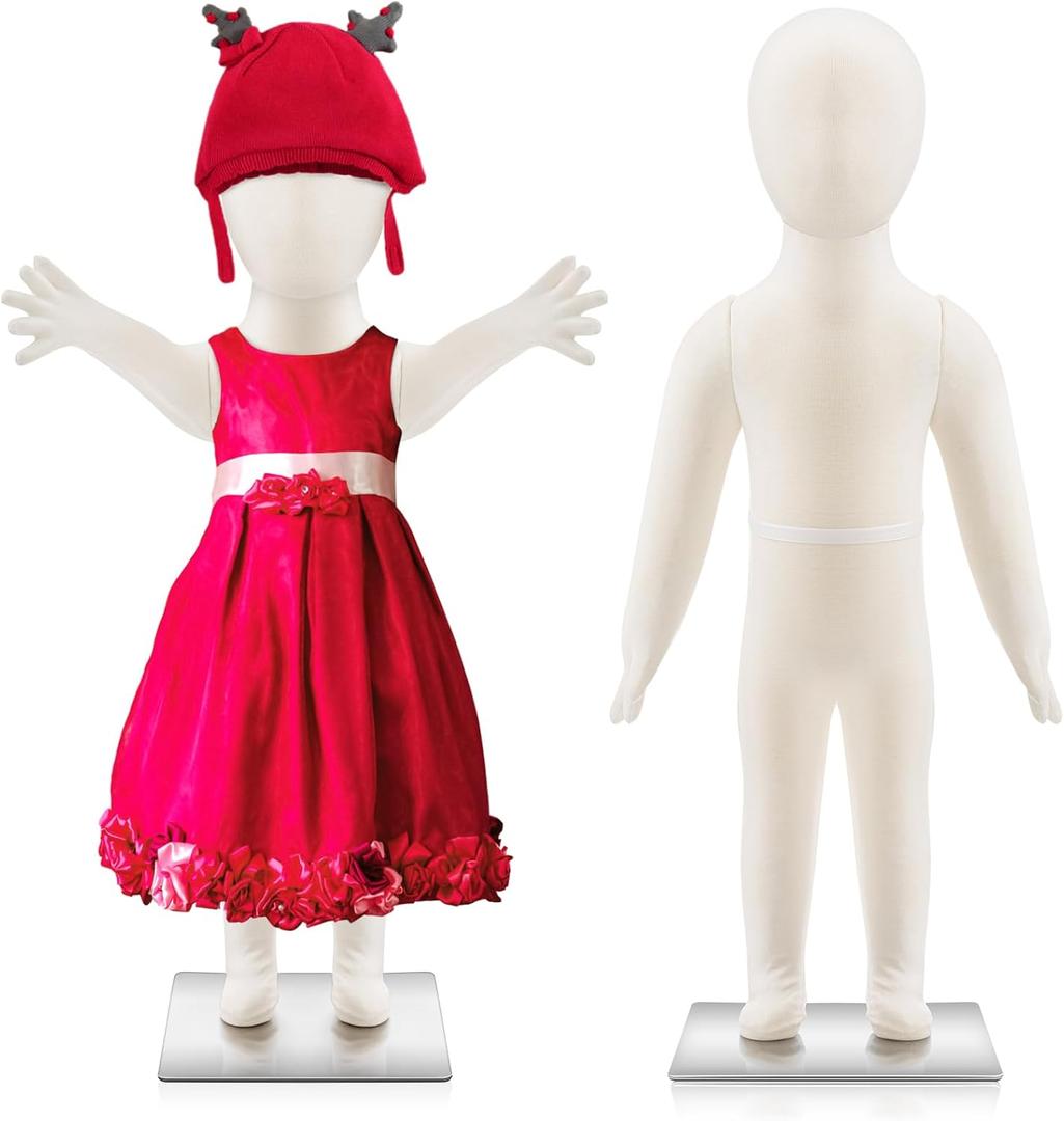 DoubleFill 2 Pcs Kids Mannequins 1 Year Old Baby Mannequin Toddler Child Dress Form Foam Flexible Full Body Manikin with Removable Head, 30.7 Inches in Height