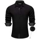 Barry.Wang Black Dress Shirt for Men Button Down Long Sleeve Checkered Cowboy Muscle Casual Shirts Button Up Western Formal, Black Small