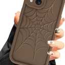 Aitipy Compatible with iPhone 13 Case, Stylish Brown Spider Web Design Slim Soft Gel Rubber TPU Material, Full Camera Protection, Shockproof Protective Phone Case for Women Girls Boys