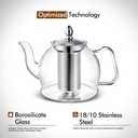 HIWARE 1000ml Glass Teapot with Removable Infuser, Stovetop Safe Tea Kettle, Blooming and Loose Leaf Tea Maker Set, 33 oz