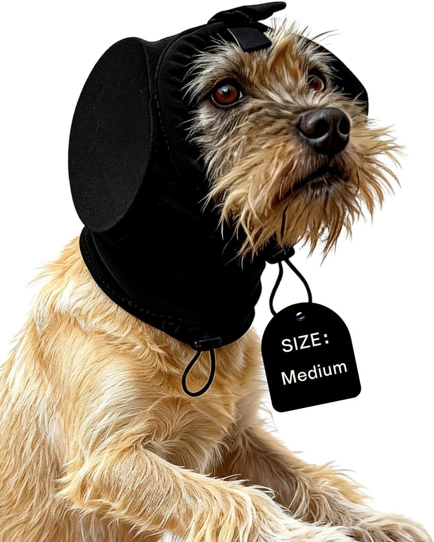 Dog Headphones - Dog Ear Muffs Noise Protection, 36dB NRR Noise Cancelling; Calming for Anxiety Relief, Warm, Easy-Wearing & Washable; Multi-Scenes (Fireworks, Thunder, Travel) - M (Black)