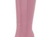 Knee-High Boots for Women - Wide Calf Boots with Zipper, Square Toe Tall Leather Boots, Chunky Heel Fashion Long Boots (Pink)