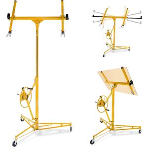 16Ft Drywall Lift, Heavy-Duty 150 LBS Capacity Drywall Sheetrock Hoist with Wheels, 360 Adjustable Drywall Lift Jack, Sheet Ceiling Lift for Home Improvement(Yellow)