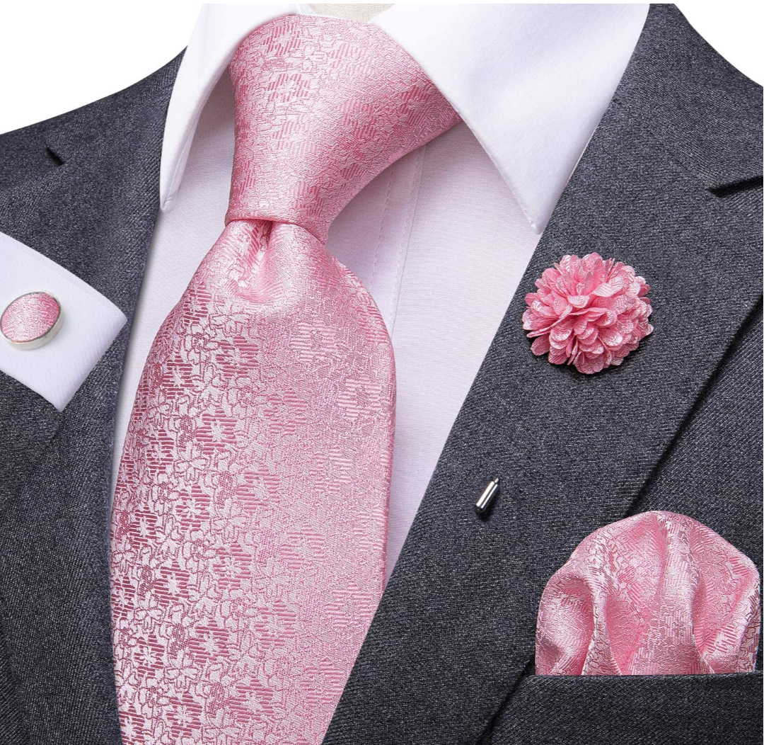 Dubulle Mens Tie and Lapel Pin Paisley Striped Floral Necktie for Men Pocket Square Cufflinks Wedding Party