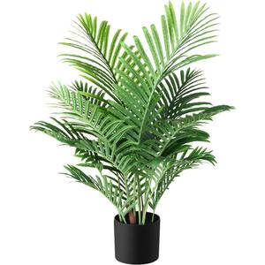 Fopamtri Fake Majesty Palm Plant 3 Feet Artificial Majestic Palm Faux Ravenea Rivularis in Pot for Indoor Outdoor Home Office Store, Great Housewarming Gift (3ft)