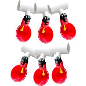 Chicken Waterer Cups, Pack of 6 Chicken Waterer PVC Tee Fittings, with 1/8 Inch FTP Threads, Automatic Chicken Waterer for Chicken Ducks Quail Bird