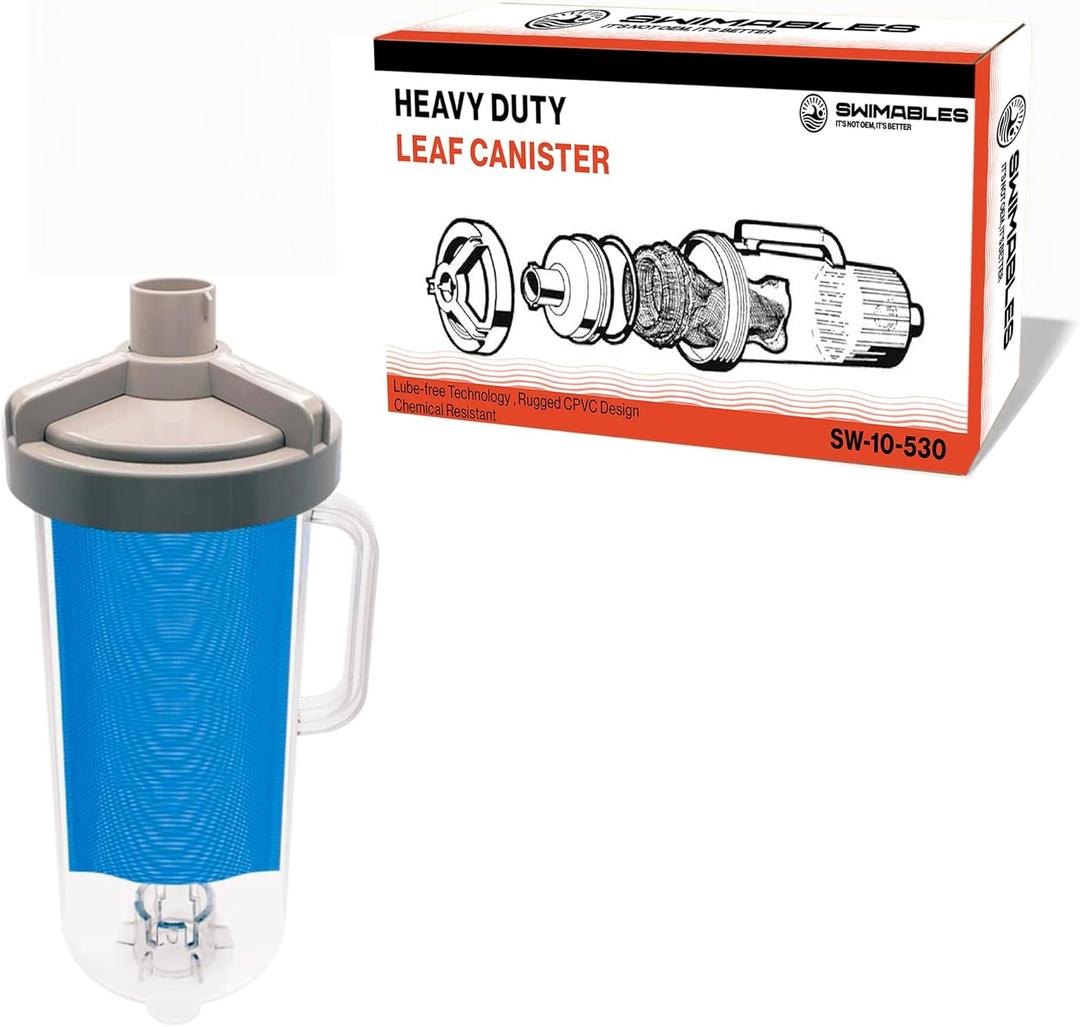 Swimables Heavy Duty Inline Leaf Canister for Pool Vacuum - Swimming Pool Leaf Canister Made with 30% More Material - Trap 50% More Leaves - Replacement for W530 Hayward Leaf Catcher