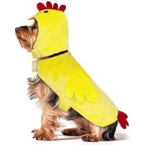 cyeollo Dog Chicken Costume Dog Easter Thanksgiving Outfit Pet Funny Halloween Costumes Cosplay Holiday Cute Clothes for Small Medium Dogs, Yellow Chicken XL