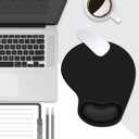 2 x Ergonomic Mouse Pad with Wrist Rest Support, Mousepad with Comfortable Gel Wrist and Non-Slip PU Base (Black)