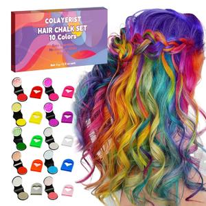 Hair Chalk for Girls Washable, 10PCS Temporary Hair Color for Kids Adults, Temporary Hair Dye Wax Kids Makeup, Great Christmas Birthday Gifts for 6-10 Year Old Girl (Red etc.)