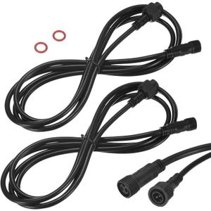2-Pack Waterproof Extension Cable, 2 Pin 6.56 Ft/2m Extension Cord Wire with 18AWG IP67 Male and Female Connectors for Outdoor Spotlights/LED Deck Lights [Black]