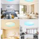20 Inch Flush Mount Ceiling Light with Blue Sky Cover, Dimmable Ceiling Lamp with Remote, 42W LED Lighting Fixtures Sunlight Effect, Modern Slim Design for Classroom Bedroom Living Room, Round White