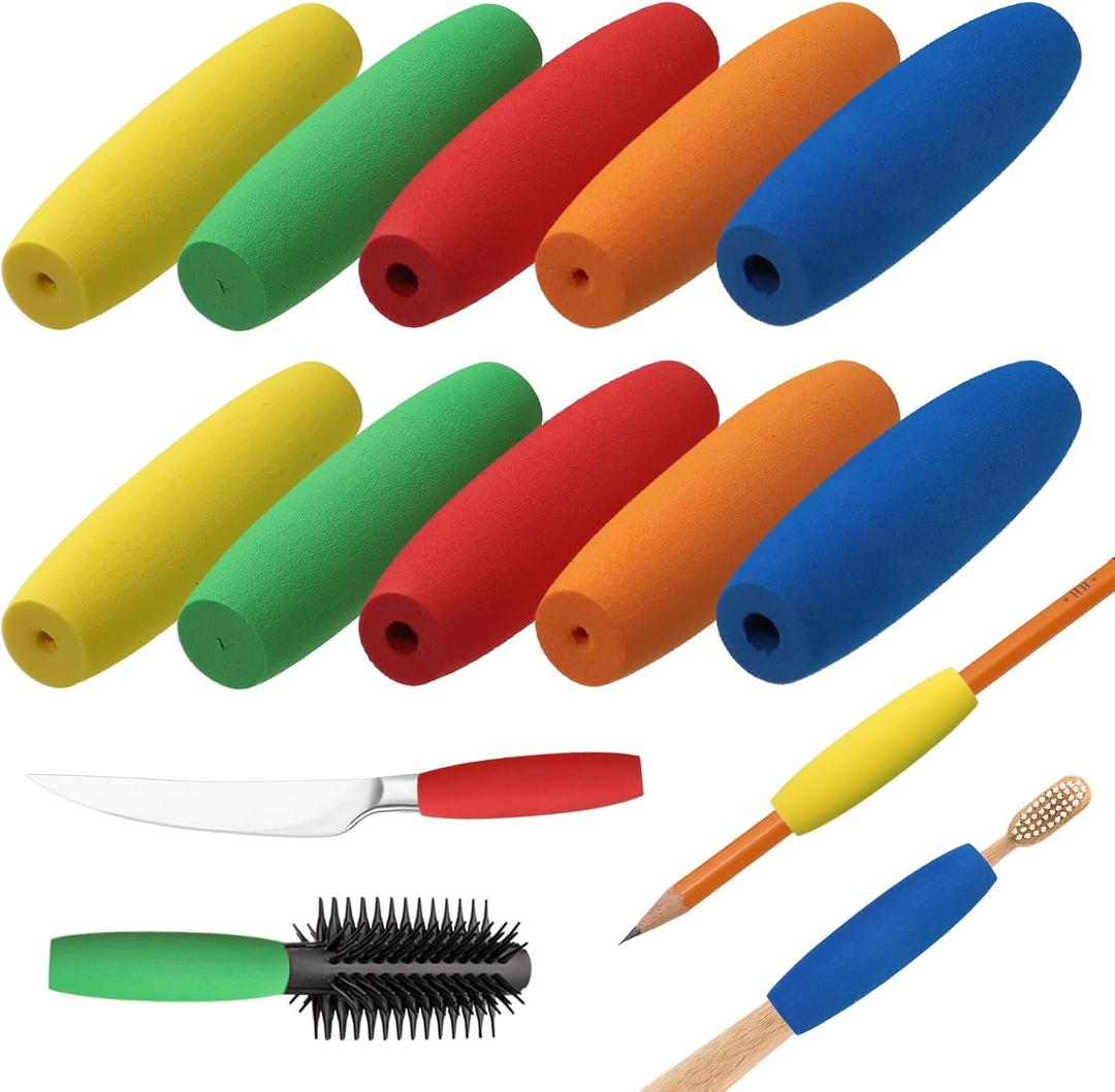 10 Pcs Foam Tubing for Handle Grip, 5 Colors Anti-Slip Foam Grip Tubing for Utensils, No Cutting Required, for a Variety of Daily Utensils