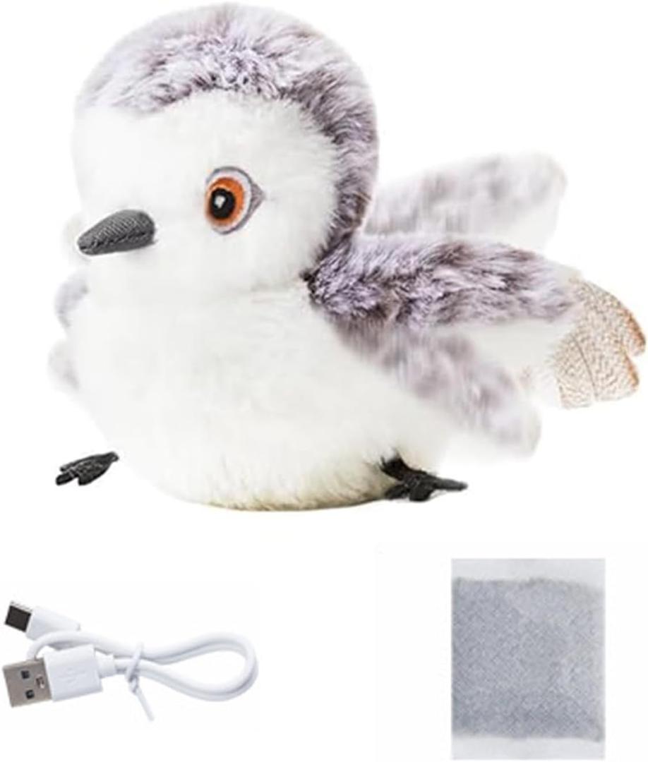 Interactive Flying Bird Cat Toys for Indoor Cats, Flapping Wings, Chirping Sound, Catnip Infused, Black