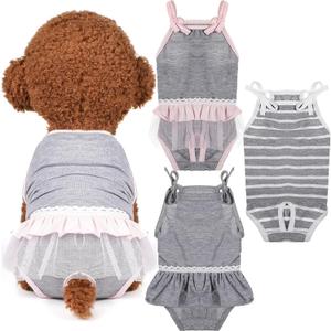 3 Pieces Reusable Dog Diapers Female Dog Period Diapers Washable Puppy Sanitary Panties with Adjustable Suspender Pet Underwear Jumpsuits for Female Doggy Doggie Puppy (M)