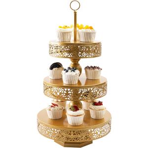 Gold Cupcake Stand - Tiered Dessert Table Display Set 3 Tier Metal Gold Serving Tray Round Cake Stand Holder for Wedding Tea Party Baby Shower Birthday Christmas Decor