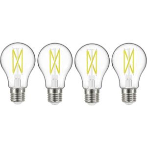 Satco S12436 A19 LED 4-Bulb Value Pack, 75W Replacement, 2700K, Clear, Pack of 4