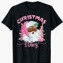 Vintage Pink Santa Claus Christmas Vibes Holiday Xmas Gifts T-Shirt, 2XL