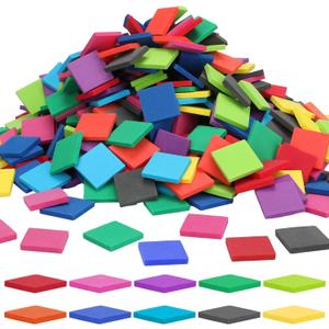 Coopay 500 Pcs Foam Square Color Tiles, Math Counters, Sorting Colored Foam Squares Math Counting Manipulatives, Game Tokens, Bingo Chips, Classroom Crafts for Kids Learning Development Toys