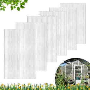 DGSL 6 Pcs Polycarbonate Greenhouse Panels, 4' x 2' x 0.16'' Twin-Wall Panels, Polycarbonate Sheet for All Weather Outdoor Garden and Greenhouse Covering