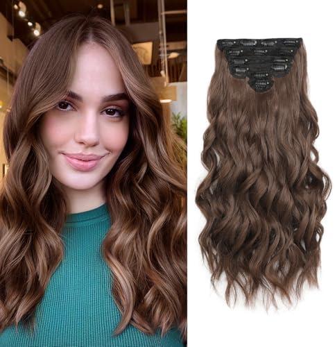 Fliace Clip in Hair Extensions for Women Chestnut Brown Long Wavy Hair Extensions Clip Ins 6PCS 16 Inch Synthetic Soft and Natural Thick Hair Pieces for Women Fliace Clip in Hair Extensions for Women Chestnut Brown Long Wavy Hair Extensions Clip Ins 6PCS 16 Inch Synthetic Soft and Natural Thick Hair Pieces for Women