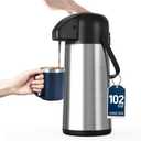 Coffee Carafe for Keeping Hot - Gezoss 102OZ / 3L Airpot Coffee Dispenser with Pump - Large Coffee Carafe for Hot Drinks Tea Liquid - Insulated Stainless Steel Hot Water Beverage Urn for Parties