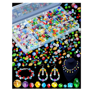 Pack of 3, 1076PCS FIVEIZERO Crystal Glass Beads for Jewelry Making, Assorted Rainbow Crackle, Faceted, Bicone and Teardrop Beads for Bracelets, Suncatchers and DIY Crafts